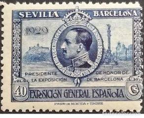 Stamps: Edifil 442 MNH Lujo sellos nuevos SIN FIJASELLOS España 1929 Exposición Sevilla y Barcelona